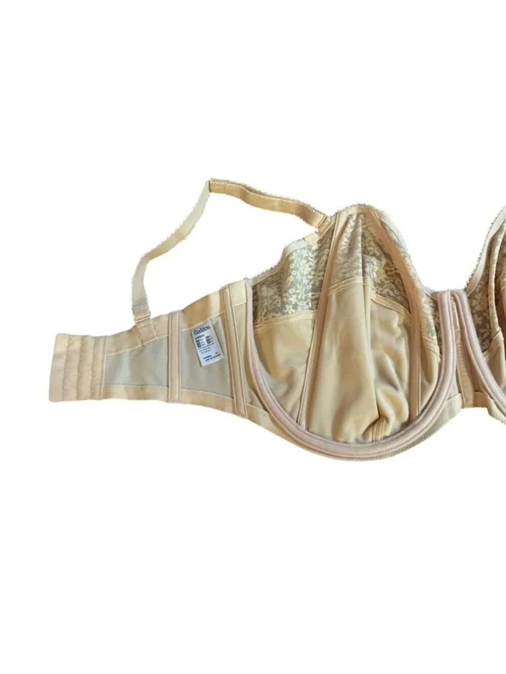 Goddess Sheer Lace Full Coverage Underwire Bra 38L Nude Used - Picture 5 of 13